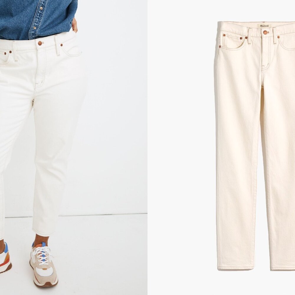 NWT MADEWELL tomboy straight jeans in cloud lining (sz32)